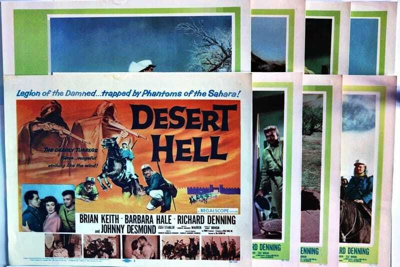 ORIGINAL LOBBY CARDS - DESERT HELL (a) - 1958 - set of 8