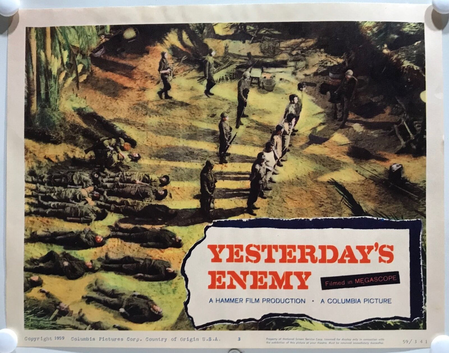 ORIGINAL LOBBY CARDS - YESTERDAY'S ENEMY -1959 - set of 8