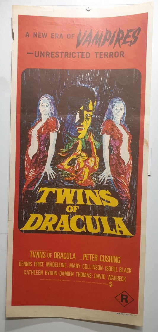 ORIGINAL DAYBILL MOVIE POSTER - TWINS OF DRACULA - 1971