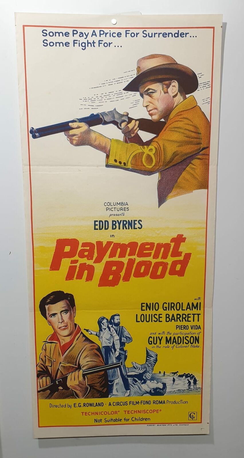 ORIGINAL DAYBILL MOVIE POSTER - PAYMENT IN BLOOD