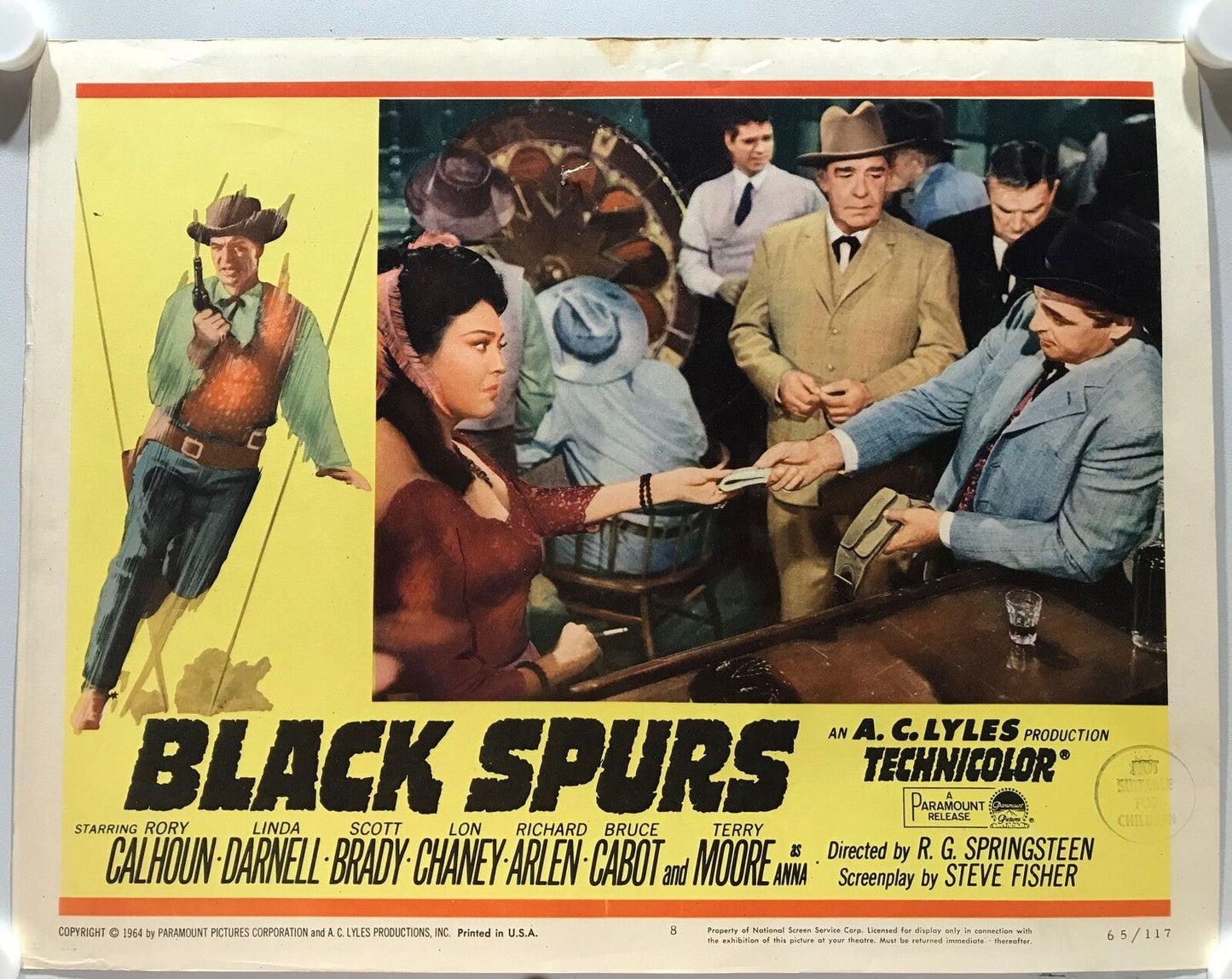 ORIGINAL LOBBY CARDS - BLACK SPURS - 1965 - set of 8