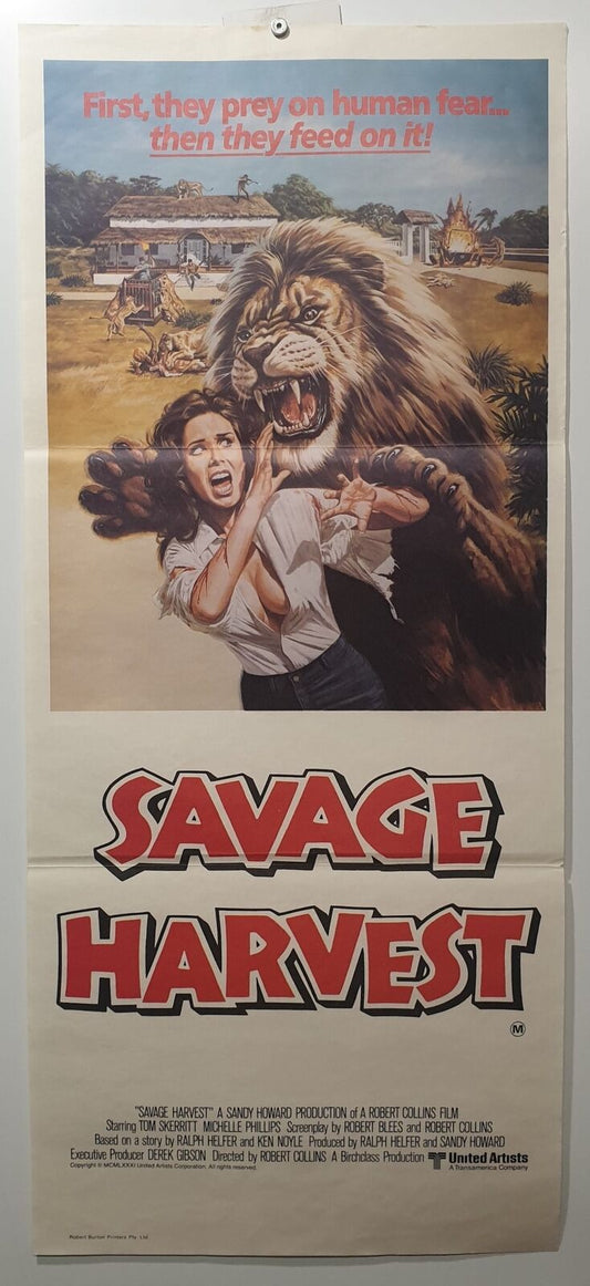 ORIGINAL DAYBILL MOVIE POSTER - SAVAGE HARVEST - HORROR