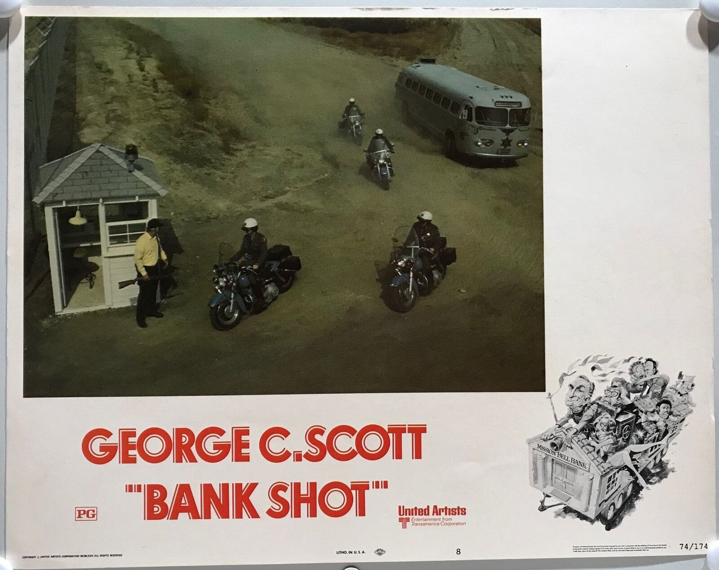 ORIGINAL LOBBY CARDS - BANK SHOT - 1974 - set of 8