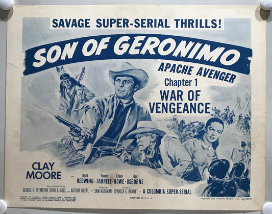 ORIGINAL SERIAL LOBBY CARD - SON OF GERONIMO (b) - 1952 - Ch 1 "War of Vengea...