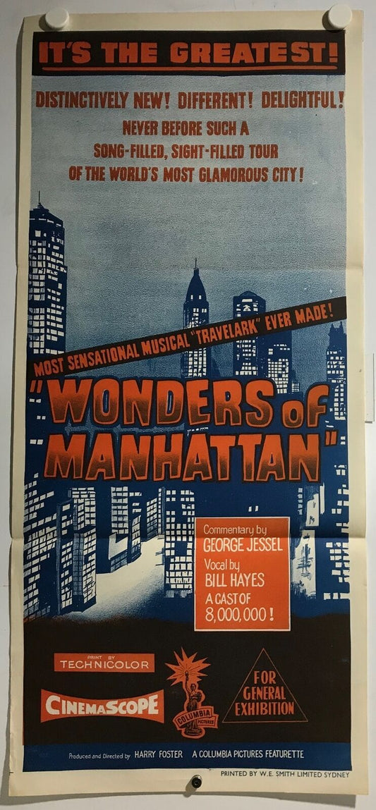 ORIGINAL DAYBILL MOVIE POSTER - WONDERS OF MANHATTAN