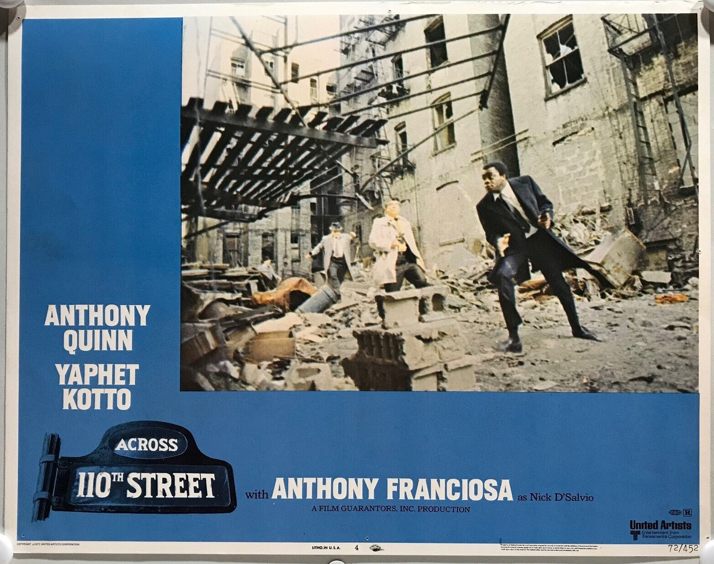 ORIGINAL LOBBY CARDS - ACROSS 110TH STREET - 1972 - set of 8