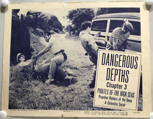 ORIGINAL SERIAL LOBBY CARD - PIRATES OF THE HIGH SEAS - 1950 - Ch 3 "Dangerou...