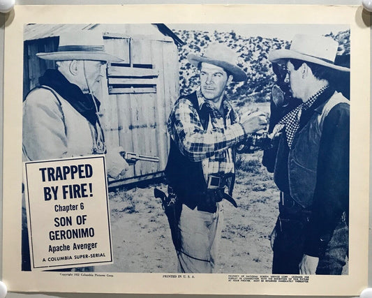 ORIGINAL SERIAL LOBBY CARD - SON OF GERONIMO (b) - 1952 - Ch 6 "Trapped by Fi...