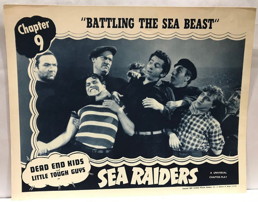 ORIGINAL SERIAL LOBBY CARD - SEA RAIDERS (c) - 1941 - chapter 9 - "Battling t...