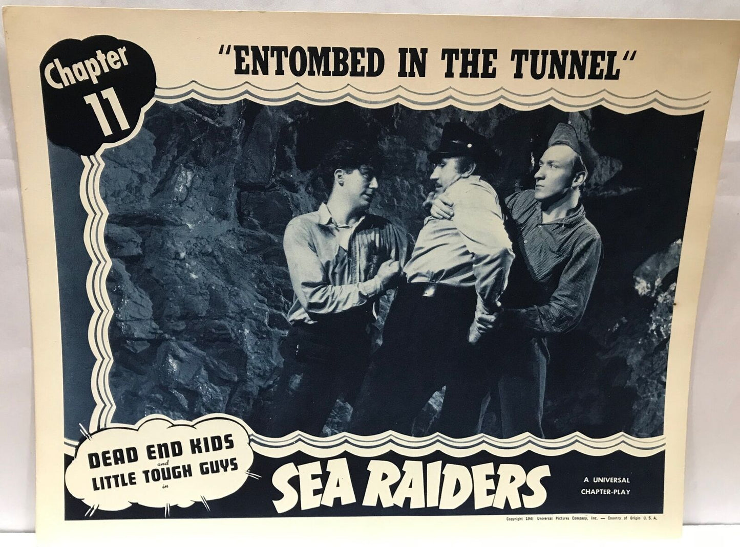 ORIGINAL SERIAL LOBBY CARD - SEA RAIDERS (b) - 1941 - chapter 11 - "Entombed ...