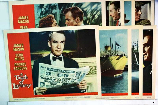 ORIGINAL LOBBY CARDS - A TOUCH OF LARCENY - 1960 - set of 8