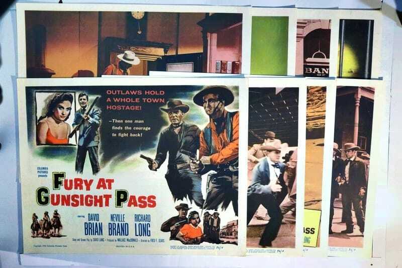 ORIGINAL LOBBY CARDS - FURY AT GUNSIGHT PASS - 1956 - set of 8