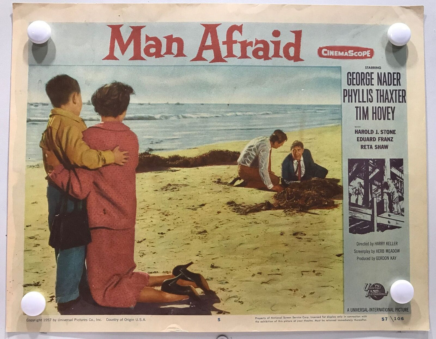 ORIGINAL LOBBY CARDS - MAN AFRAID - 1957 - card set of 8