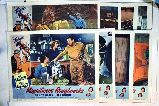 ORIGINAL LOBBY CARDS - MAGNIFICENT ROUGHNECKS - 1956 - set of 8