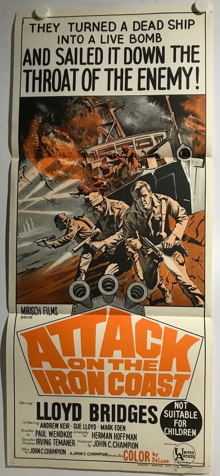 ORIGINAL DAYBILL MOVIE POSTER - ATTACK ON THE IRON COAST