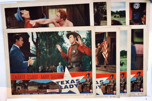 ORIGINAL LOBBY CARDS - TEXAS LADY - 1955 - set of 8