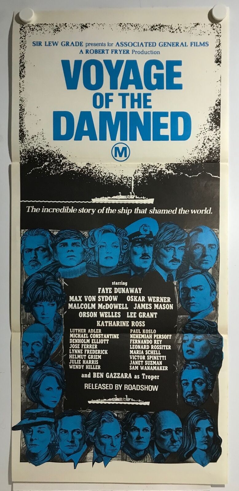 ORIGINAL DAYBILL MOVIE POSTER - VOYAGE OF THE DAMNED - 1976