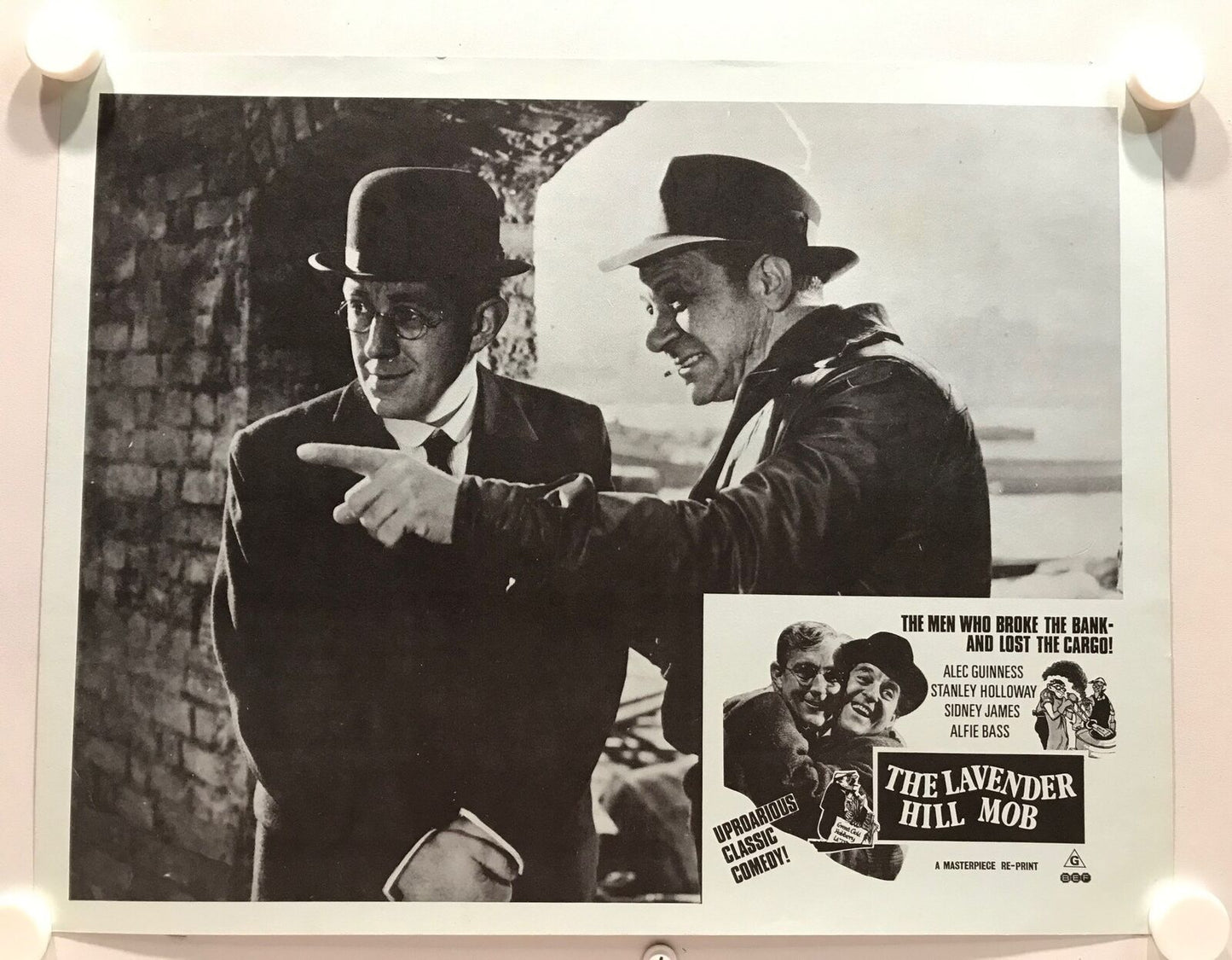 ORIGINAL LOBBY CARDS - THE LAVENDER HILL MOB - 1951 - re-print - set of 8