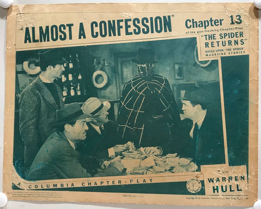 ORIGINAL SERIAL LOBBY CARD - THE SPIDER RETURNS (d) - 1941 - Ch 13 "Almost a ...