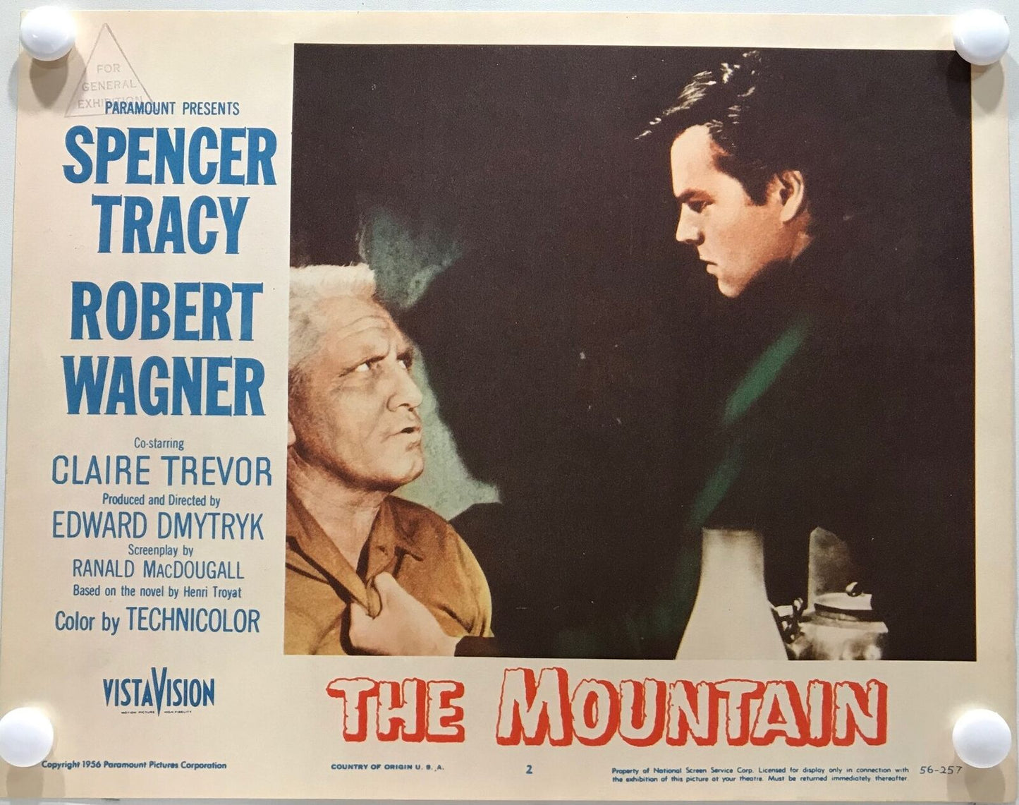 ORIGINAL LOBBY CARDS - THE MOUNTAIN - 1956 - card set of 8