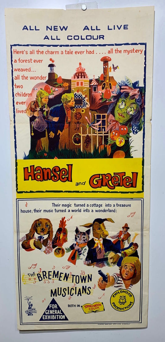 ORIGINAL DAYBILL MOVIE POSTER - HANSEL & GRETEL and The Bremen Town Musicians