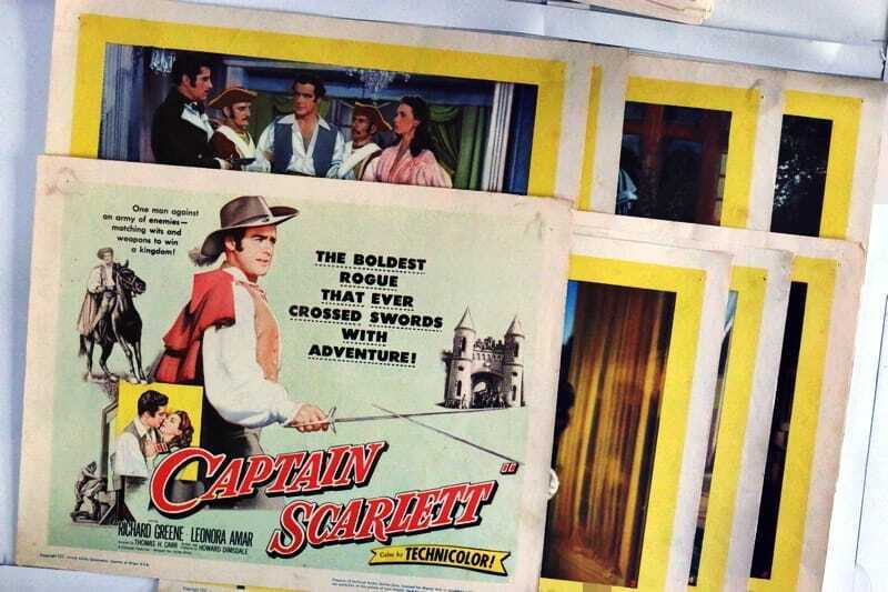 ORIGINAL LOBBY CARDS - CAPTAIN SCARLETT - 1952 - set of 8