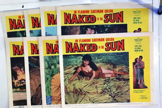 ORIGINAL LOBBY CARDS - NAKED IN THE SUN - 1957 - set of 8