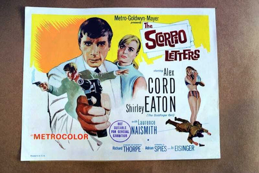 ORIGINAL LOBBY CARD - SCORPIO LETTERS - 1967 - title card -  Alex Cord, Shirley Eaton, Laurence Naismith