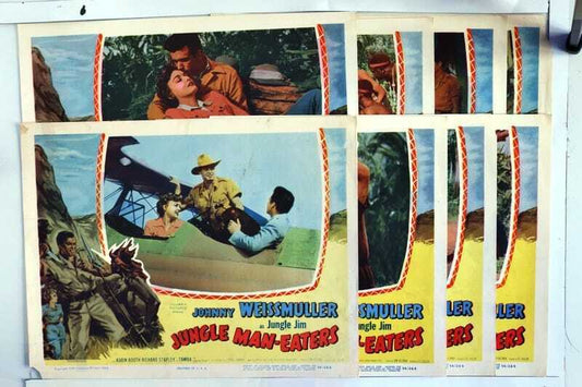 ORIGINAL LOBBY CARDS - JUNGLE MAN-EATER - 1954 - Jungle Jim - set of 8