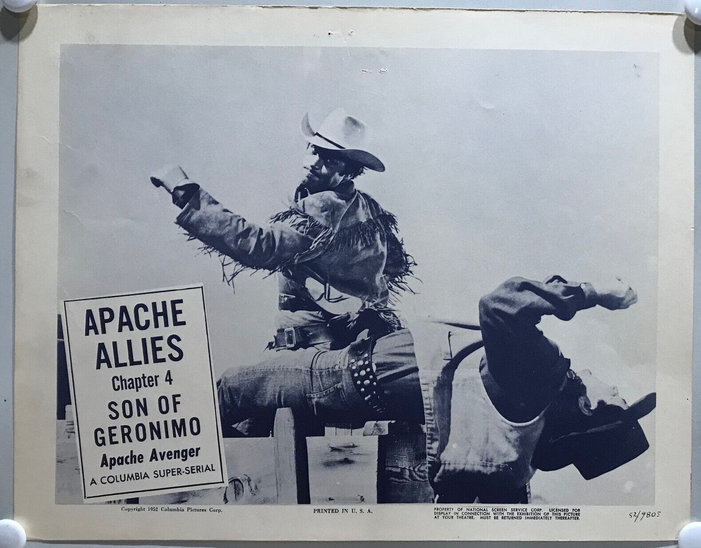 ORIGINAL SERIAL LOBBY CARD - SON OF GERONIMO (e) - 1952 - Ch 4 "Apache Allies...