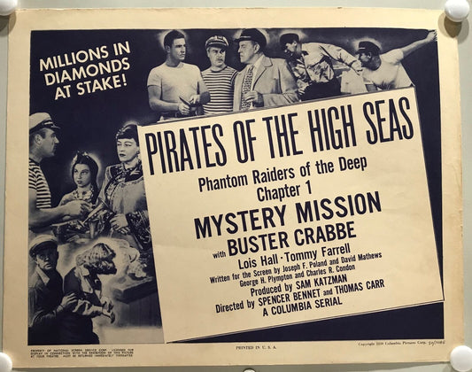 ORIGINAL SERIAL LOBBY CARD - PIRATES OF THE HIGH SEAS - 1950 - Ch 1 Title car...