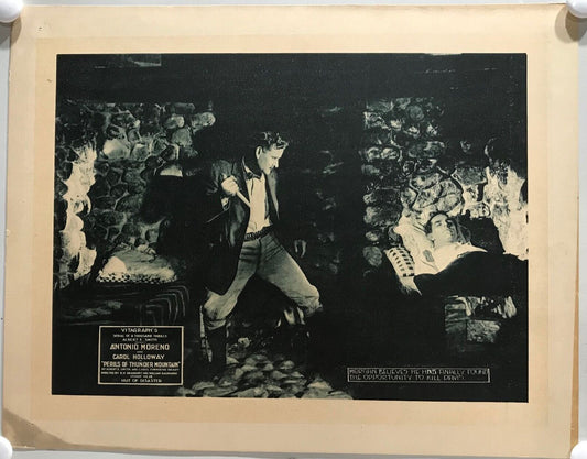 ORIGINAL SERIAL LOBBY CARD - PERILS OF THUNDER MOUNTAIN (b) - 1919 - CH 14 "H...