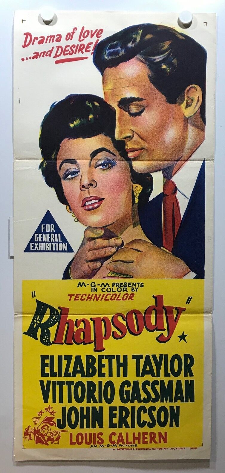 ORIGINAL DAYBILL MOVIE POSTER - RHAPSODY - 1954