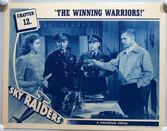 ORIGINAL SERIAL LOBBY CARD - SKY RAIDERS (b) - 1941 - Ch 12 "The Winning Warr...