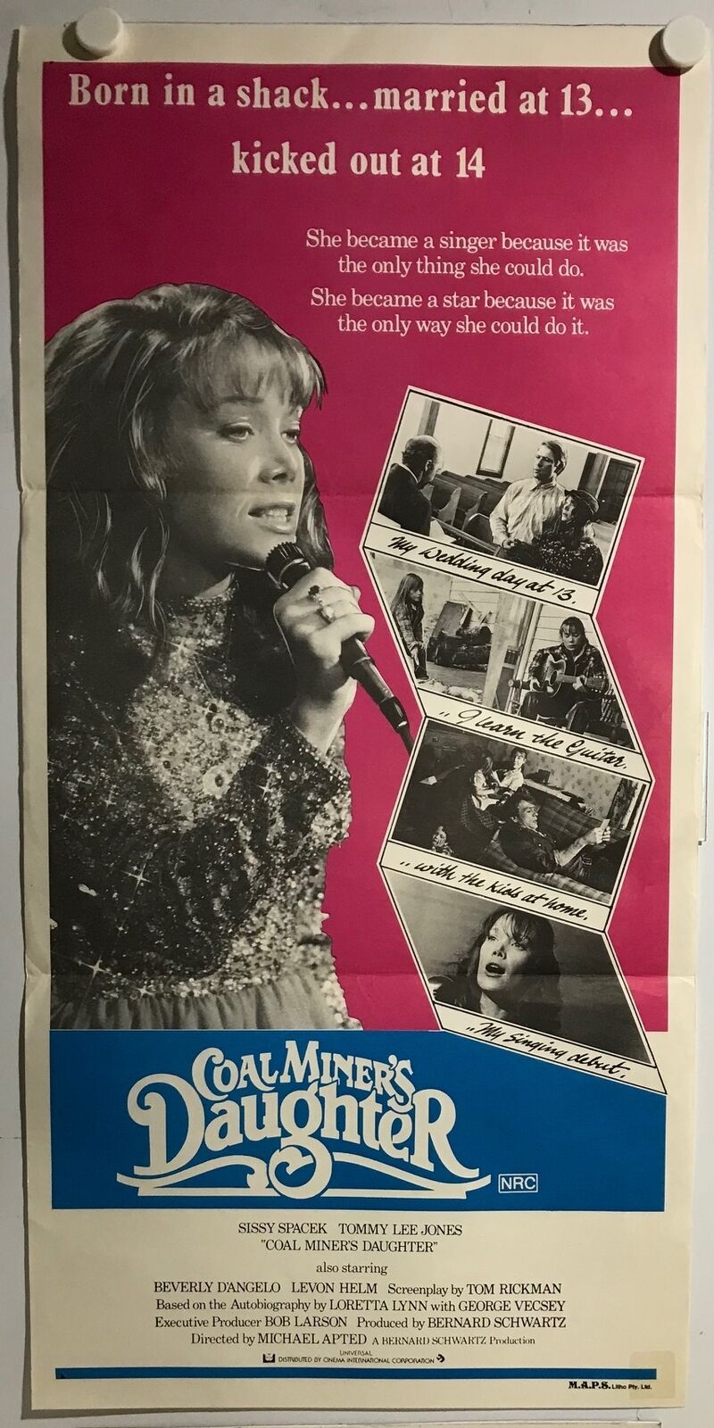 ORIGINAL DAYBILL MOVIE POSTER - COAL MINER'S DAUGHTER - MUSICAL