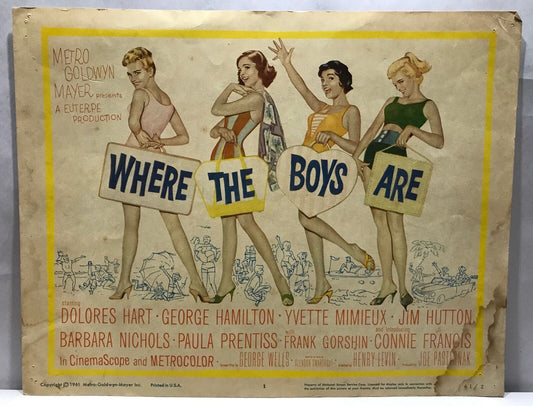 ORIGINAL LOBBY CARD - WHERE THE BOYS ARE (b) - 1961 - card #1