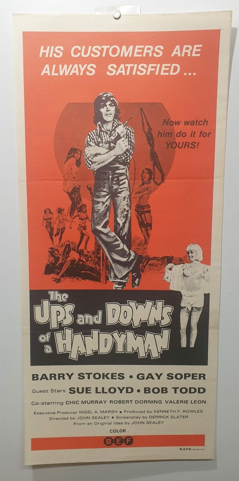 ORIGINAL DAYBILL MOVIE POSTER - THE UPS AND DOWNS OF A HANDYMAN - 1975