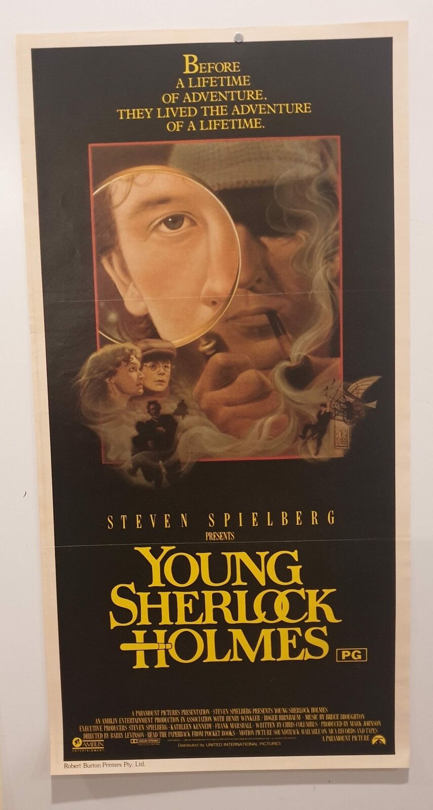 ORIGINAL DAYBILL MOVIE POSTER - YOUNG SHERLOCK HOLMES - 1985