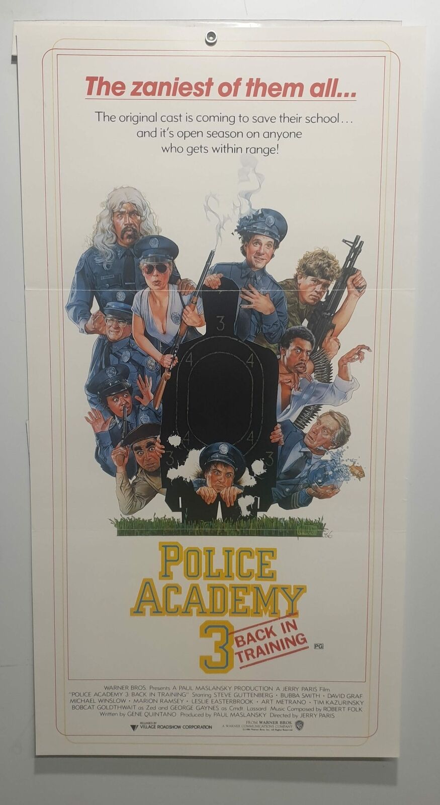 ORIGINAL DAYBILL MOVIE POSTER - POLICE ACADEMY 3 - 1986 - BACK IN TRAINING