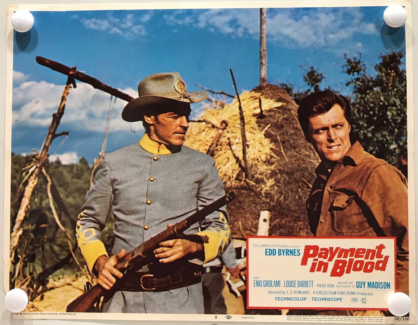 ORIGINAL LOBBY CARDS - PAYMENT IN BLOOD - 1968 - set of 8