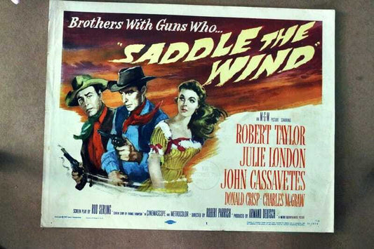 ORIGINAL LOBBY CARD - SADDLE THE WIND - 1957 - title card #1 -  Robert Taylor, Julie London, John Cassavetes