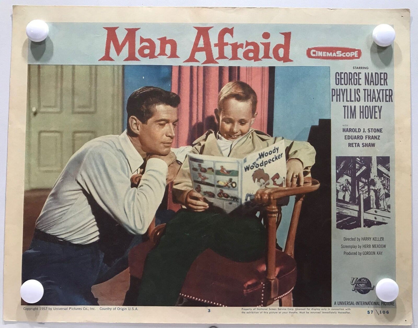 ORIGINAL LOBBY CARDS - MAN AFRAID - 1957 - card set of 8