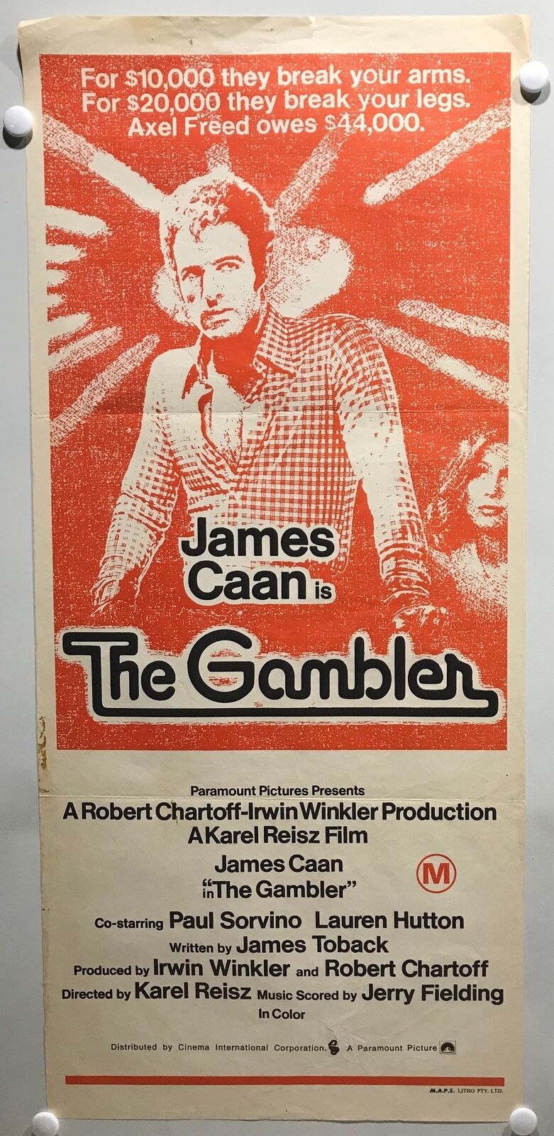 ORIGINAL DAYBILL MOVIE POSTER - THE GAMBLER - 1974