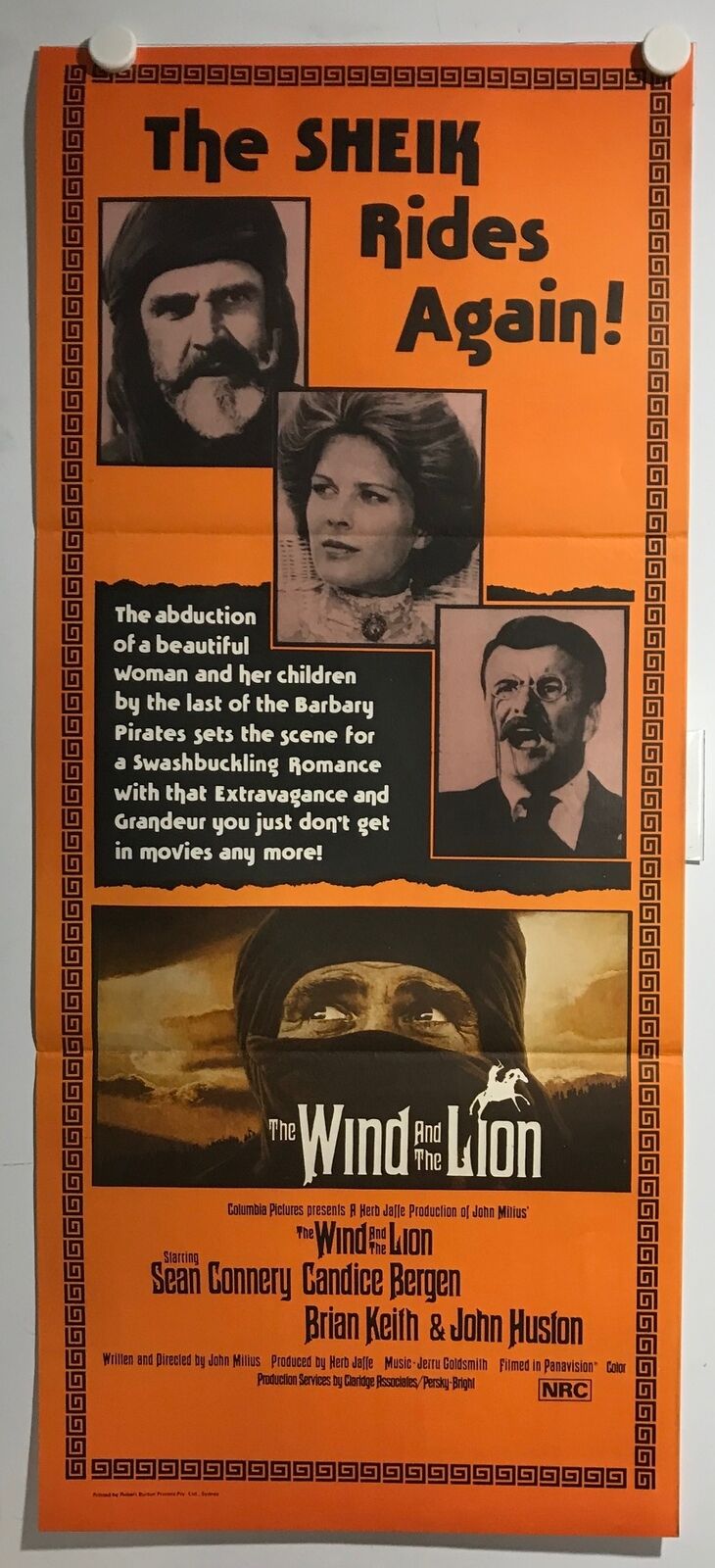 ORIGINAL DAYBILL MOVIE POSTER - THE WIND AND THE LION - 1975