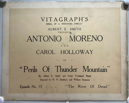 ORIGINAL SERIAL LOBBY CARD - PERILS OF THUNDER MOUNTAIN - 1919 - Title Card C...