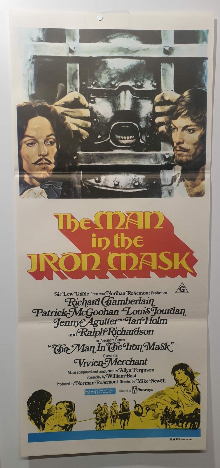 ORIGINAL DAYBILL MOVIE POSTER - THE MAN IN THE IRON MASK - 1977