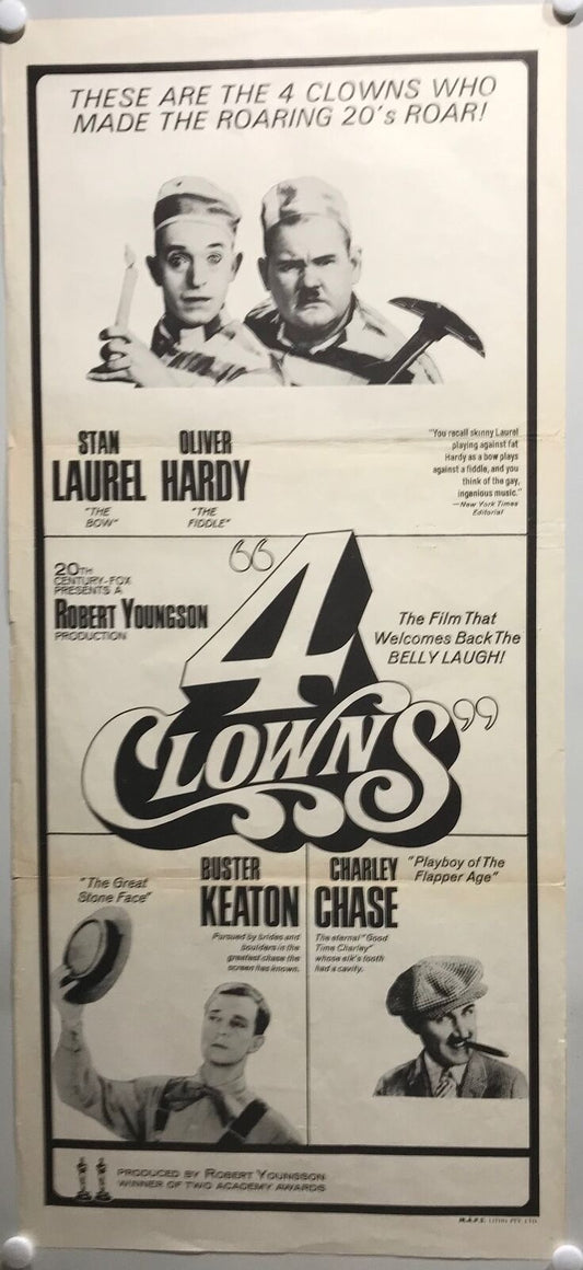 DAYBILL MOVIE POSTER - 4 CLOWNS - 1970 - (RE ISSUE) - Stan Laurel, Oliver Har...