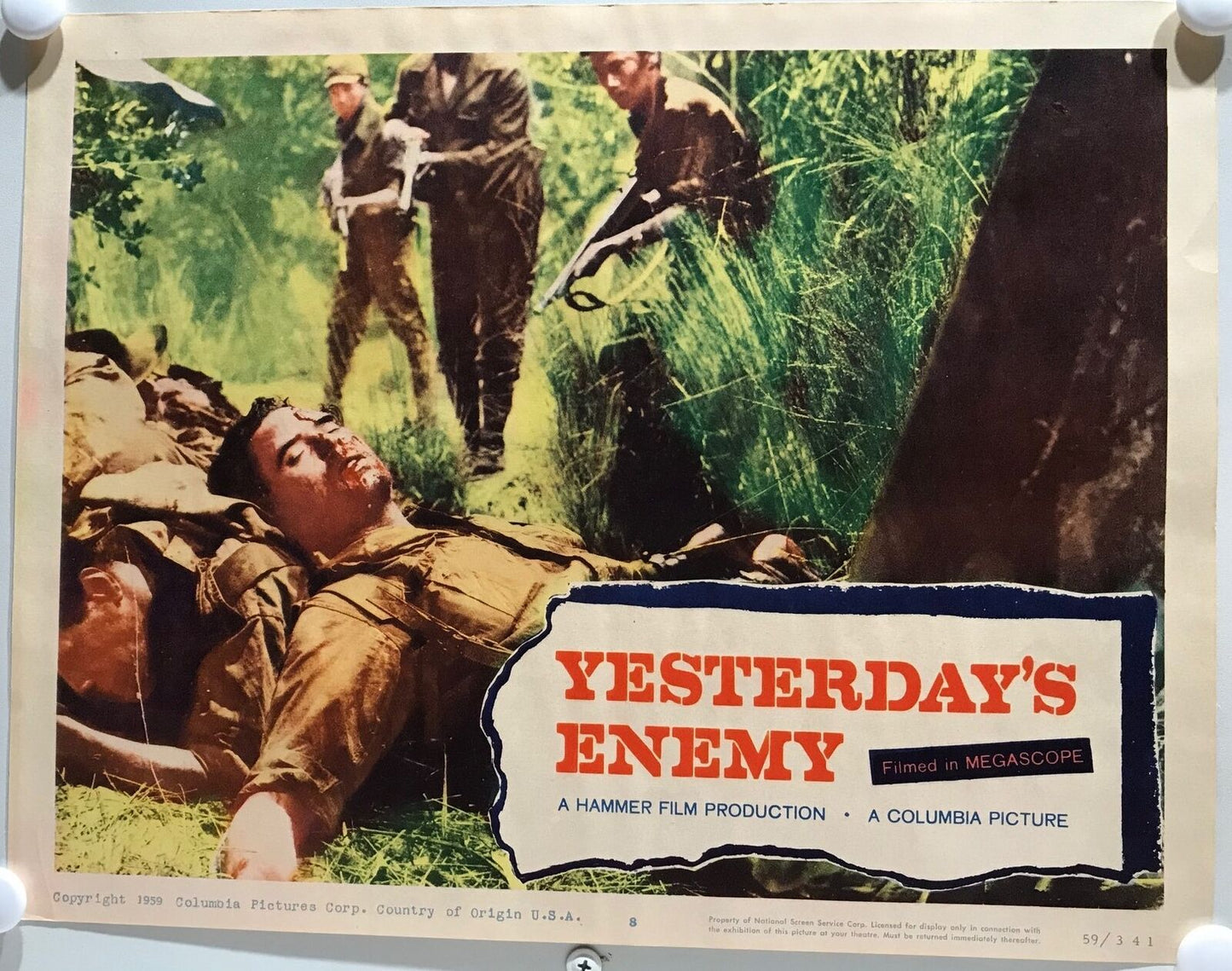 ORIGINAL LOBBY CARDS - YESTERDAY'S ENEMY -1959 - set of 8