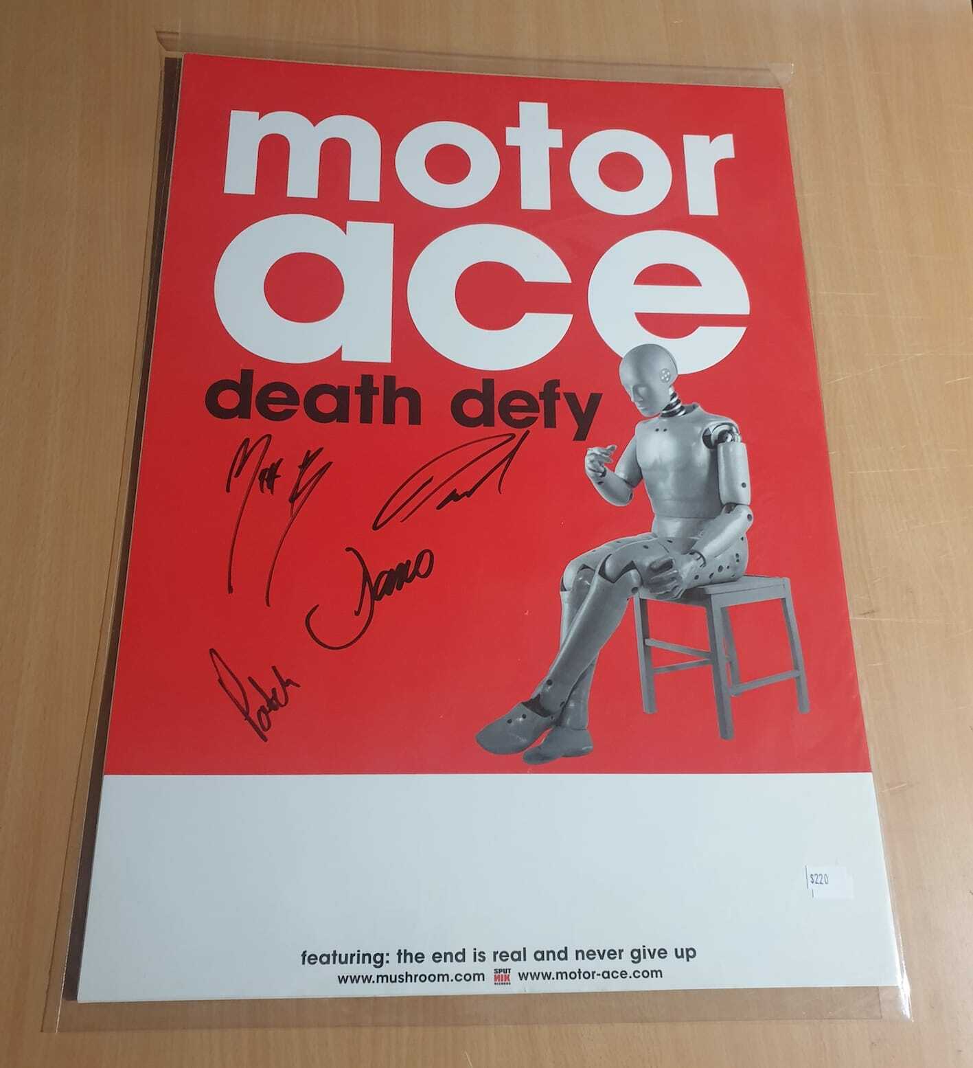 MUSIC PROMO POSTER - SIGNED - MOTOR ACE - DEATH DEFY - Featuring End is real, Never give up