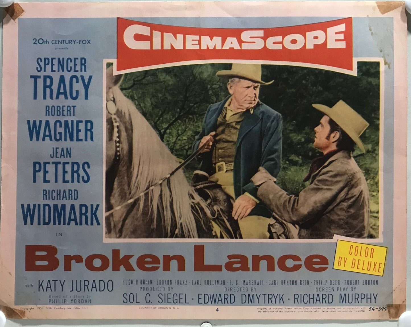 ORIGINAL LOBBY CARD - BROKEN LANCE - 1954 - title #4 card